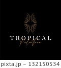 Palm leaf logo black silhouette of coconut leaf with simple modern and elegant line design illustration and symbol template design 132150534