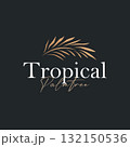 Palm leaf logo black silhouette of coconut leaf with simple modern and elegant line design illustration and symbol template design 132150536