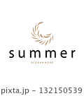 Palm leaf logo black silhouette of coconut leaf with simple modern and elegant line design illustration and symbol template design 132150539