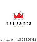Santa hat logo design Christmas day with abstract silhouette of Santa hat simple design concept for brand templet and poster illustration 132150542