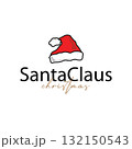 Santa hat logo design Christmas day with abstract silhouette of Santa hat simple design concept for brand templet and poster illustration 132150543