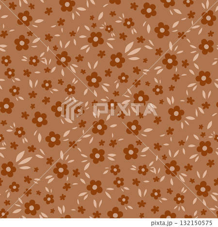 Terracotta Floral Meadow Pattern Terracotta Floral Meadow Pattern 132150575