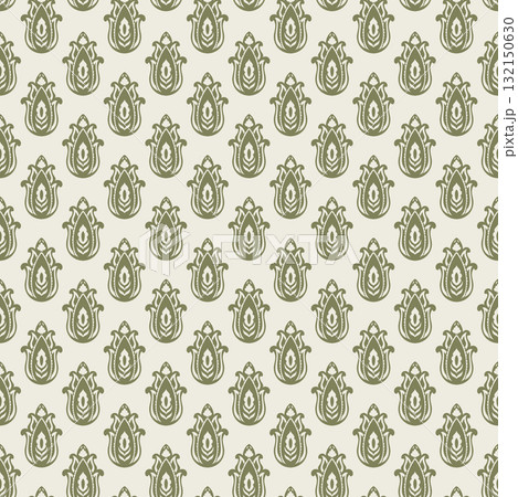 Olive Folk Tulip Repeat Pattern 132150630