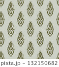 Olive Stylized Folk Floral Pattern 132150682