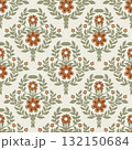 Cream Floral Trellis Vintage Pattern 132150684