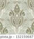 Olive Monochrome Ornamental Paisley Pattern 132150687