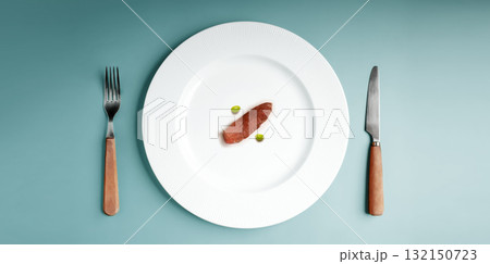 Inflation Concept. High Food Price. Tiny Steak and Green Beans as Percentage 132150723