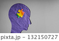 World Autism Day Concepts. Rainbow Jigsaw Puzzle inside the Brain. Autism Awareness Day 132150727