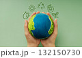 Earth in hands symbolizing sustainability, Recyling and Renewable 132150730