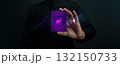 Hand Holding AI Chip in a dark tech futuristic theme. Artificial intelligence 132150733