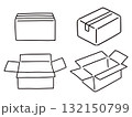 いろんな向きの段ボール箱の線画(ベクター・セット) 132150799