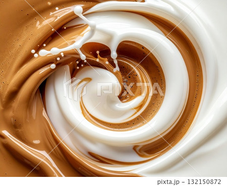 コーヒーのパッケージにありそうなコーヒーとミルクの渦 コーヒーのパッケージにありそうなコーヒーとミルクの渦 132150872
