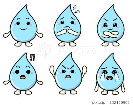 水滴や汗など液体をイメージしたキャラクターのイラスト 132150903