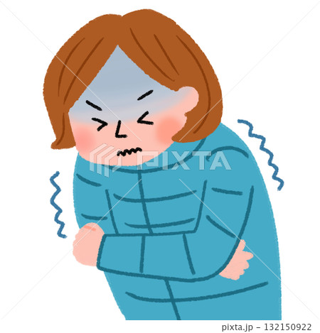 寒がる女性のイラスト 寒がる女性のイラスト 132150922