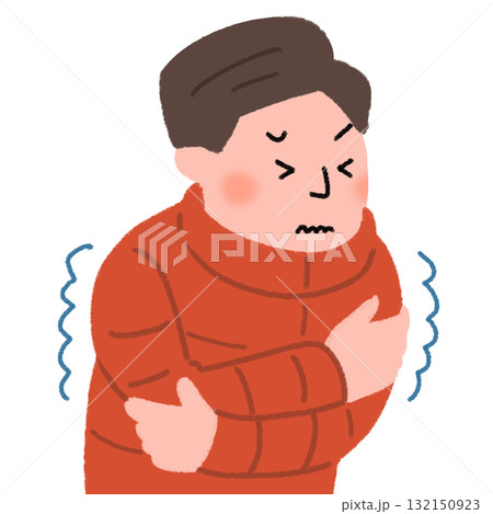 寒がる男性のイラスト 132150923