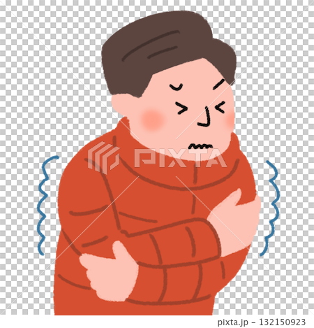 寒がる男性のイラスト 132150923