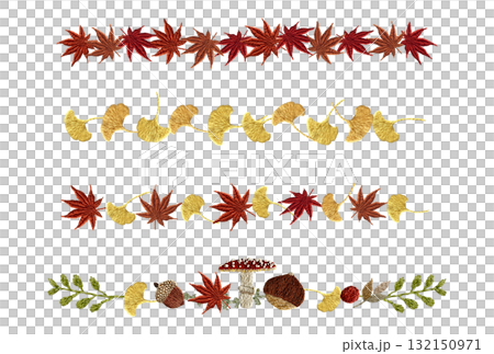 [秋季植物線組]手工刺繡插畫素材 132150971