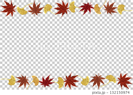 [Autumn maple and ginkgo upper and lower borders] Hand-embroidered illustration material 132150974