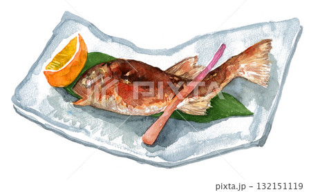 水彩で描いた鮎の塩焼き251020pix7 132151119