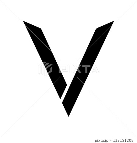 Sharp Black Geometric V Symbol Representing Clarity and Strength 132151209