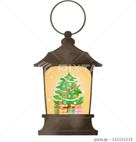 おしゃれなインテリア風 水彩ランタンのイラスト 132151233