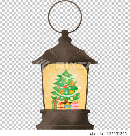 おしゃれなインテリア風 水彩ランタンのイラスト 132151233