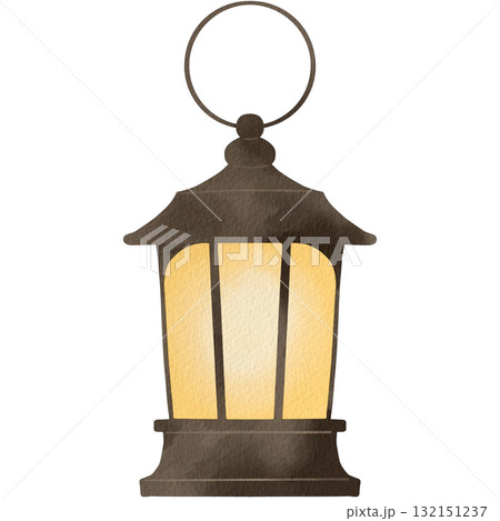 おしゃれなインテリア風 水彩ランタンのイラスト おしゃれなインテリア風 水彩ランタンのイラスト 132151237