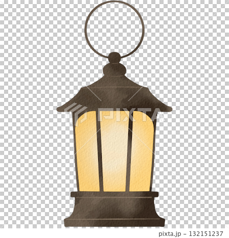 おしゃれなインテリア風 水彩ランタンのイラスト おしゃれなインテリア風 水彩ランタンのイラスト 132151237