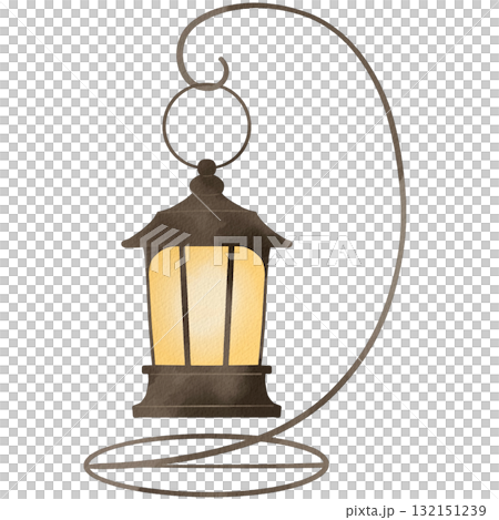 Stylish interior style watercolor lantern illustration 132151239