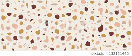 Speckle Terrazzo texture. Pattern with glass, marble and natural stone. Minimalist background in venetian style. Vintage vector illustration 132151440
