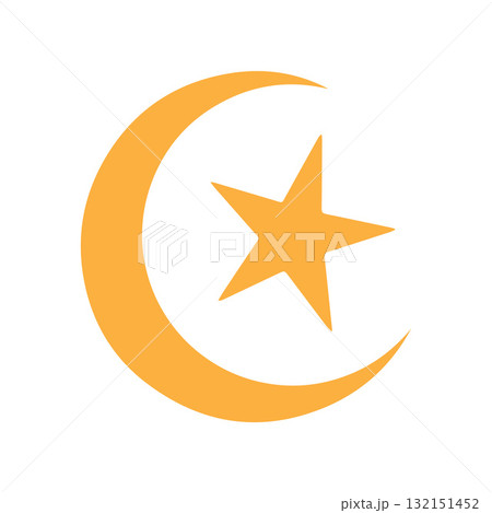 Radiant Orange Crescent Moon and Star Logo with Glowing Halo Design Radiant Orange Crescent Moon and Star Logo with Glowing Halo Design 132151452