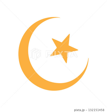 Rising Lunar Symbol Depicting Cosmic Hope and Radiant Orange Light 132151458