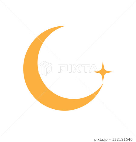 Solar Eclipse Crescent Moon and Star Logo with Bright Circular Energy Solar Eclipse Crescent Moon and Star Logo with Bright Circular Energy 132151540