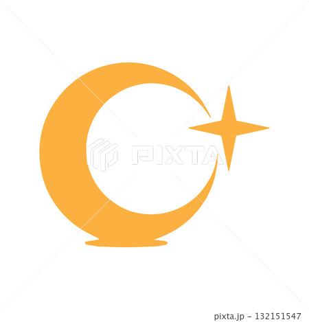 Lunar Geometry Crescent Moon and Star Logo Built with Precision Shapes 132151547