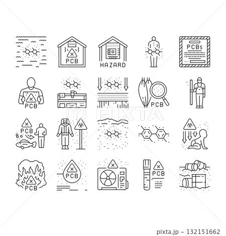 pcb pollution contamination icons set vector 132151662
