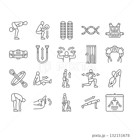 functional fitness mobility icons set vector 132151678