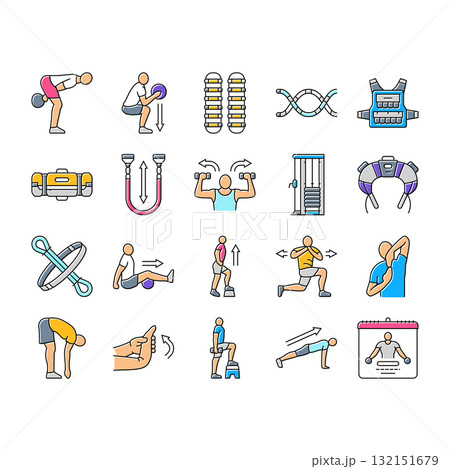 functional fitness mobility icons set vector 132151679