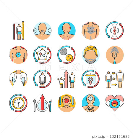 adolescence puberty growth icons set vector 132151683