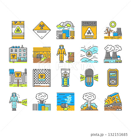 radioactive pollution icons set vector radioactive pollution icons set vector 132151685