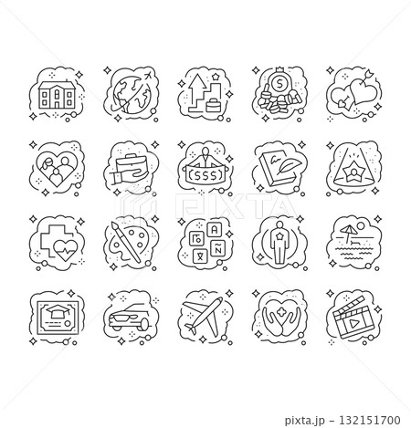 human dreams icons set vector 132151700