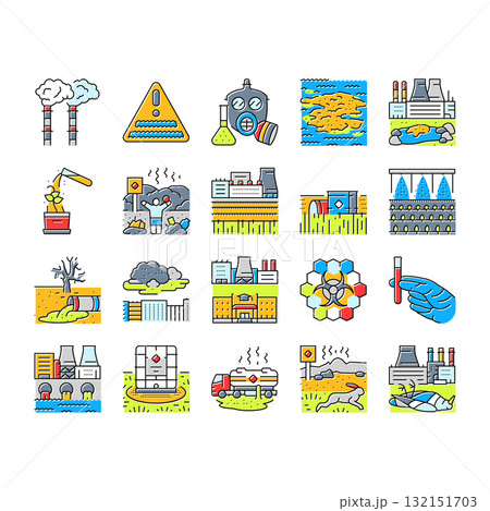chemical pollution toxins icons set vector chemical pollution toxins icons set vector 132151703