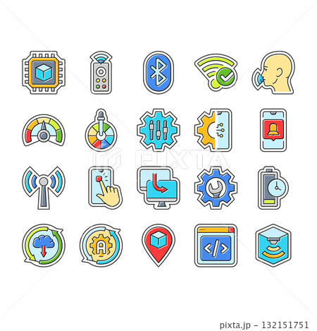 modern technology control product icons set vector 132151751