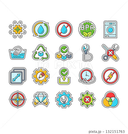 functionality features product icons set vectorのイラスト素材 [132151763] - PIXTA