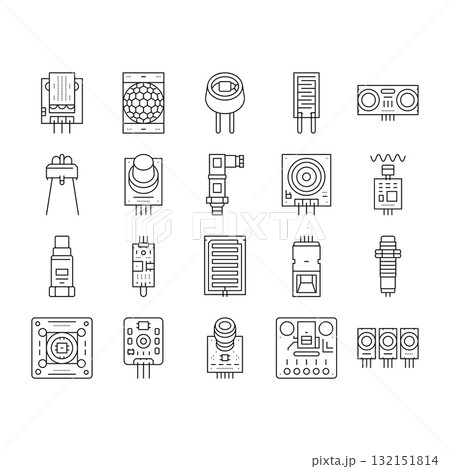 sensor module iot infrared icons set vector 132151814