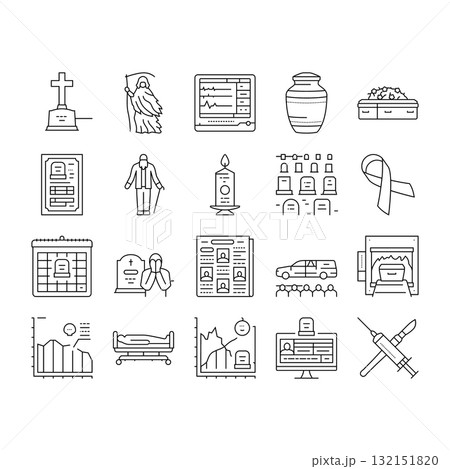 mortality death life aging icons set vector 132151820