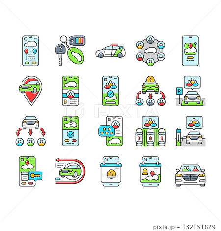 car share service transport icons set vector 132151829