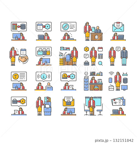 administrative assistant office icons set vector administrative assistant office icons set vector 132151842