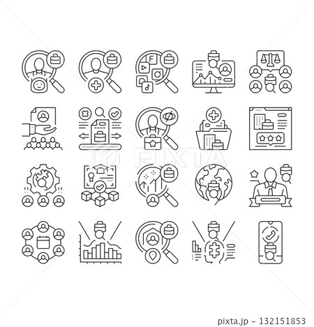 head hunting recruitment icons set vector head hunting recruitment icons set vector 132151853