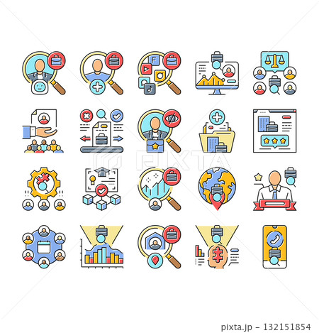 head hunting recruitment icons set vector head hunting recruitment icons set vector 132151854