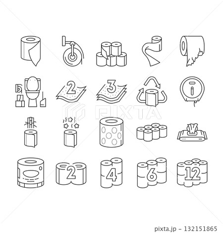 toilet paper tissue roll soft icons set vector 132151865
